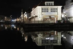 amsterdamer kanal bei nachtansicht foto