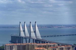 Lissabon Vasco da Spiel Brücke Antenne Aussicht Panorama foto