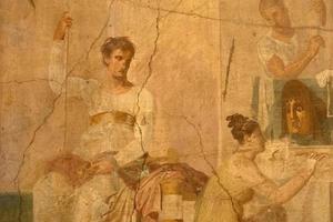 neapel, italien - 1. februar 2020 - pompei ruinen gemälde und mosaik foto
