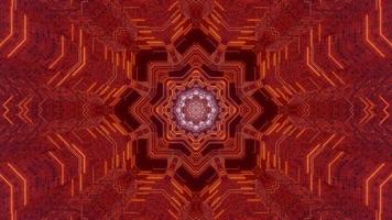 rote und blaue florale 3D-Kaleidoskop-Designillustration für Hintergrund oder Textur foto