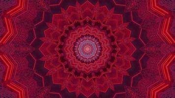 blaue und rote florale 3D-Kaleidoskop-Designillustration für Hintergrund oder Textur foto