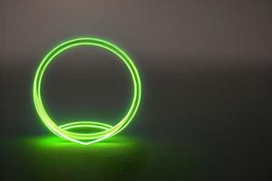 Stehen hell Grün Kreis Neon- Licht Hintergrund und Hintergrund und etwas Negativ Raum. foto