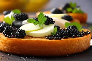 Luxus Kaviar verschwenderisch Essen mit etwas Brot. foto