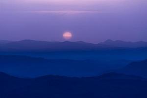 Schattenbild der Berge während des Sonnenuntergangs foto