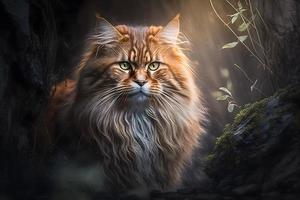 Porträt Kauen das Katze im das wild Fotografie foto
