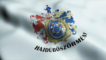 3d machen winken Ungarn Stadt Flagge von hajduboszormeny Nahansicht Aussicht foto