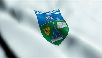 3d machen winken Ungarn Stadt Flagge von Pannonhalma Nahansicht Aussicht foto