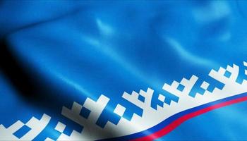 Bundes Fächer von Russland Flagge von yamalo Nenzen autonom gut foto