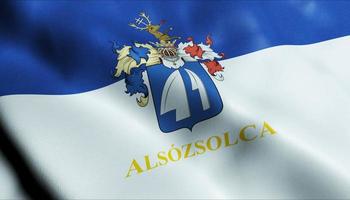 3d machen winken Ungarn Stadt Flagge von alsozsolca Nahansicht Aussicht foto