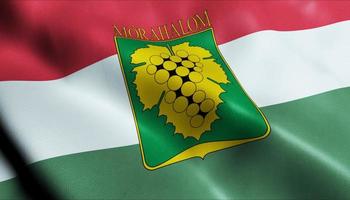 3d machen winken Ungarn Stadt Flagge von Morahalom Nahansicht Aussicht foto