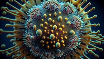 Nahansicht von covid 19 Virus Bakterien foto