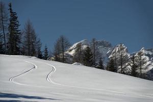 Dolomiten riesige Panoramablick in der Winterschneezeit foto