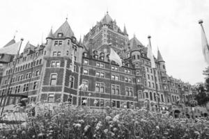 Quebec Stadt Schloss im schwarz und Weiß foto