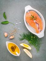 Draufsicht auf Lachs foto