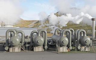 Dampf Trennzeichen beim ein geothermisch Energie Pflanze foto