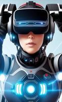 Metaverse virtuell Wirklichkeit Illustration von Roboter und futuristisch Mensch Benutzer foto