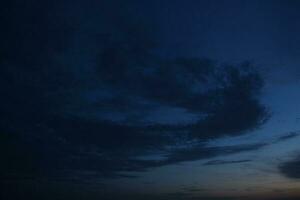 dunkel Blau Wolke mit Weiß Licht Sonnenuntergang Himmel Hintergrund und Stadt Licht Mitternacht Abend Zeit foto