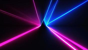 bunt Laser- Licht glühen im das dunkel Zimmer. 3d Illustration. foto