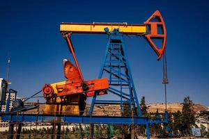 Öl Pumpe Nahansicht Einzelheiten. Öl Industrie Ausrüstung. foto