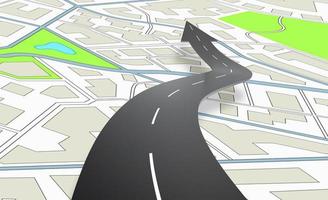 Pfeil geformt Straße Anzeige das Richtung über ein Navigation Karte. 3d Rendern foto