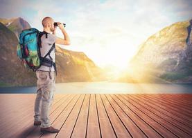 Forscher im ein See foto