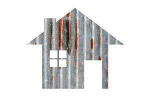 Haus Symbol von alt Zink Textur isoliert auf Weiß foto
