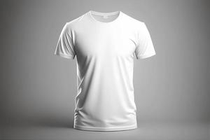 ein Weiß T-Shirt mit ein leer Etikette auf es mit generativ ai foto