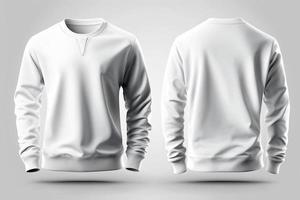 Attrappe, Lehrmodell, Simulation von ein leer königlich Weiß T-Shirt mit lange Ärmel isoliert auf Weiß Hintergrund. foto