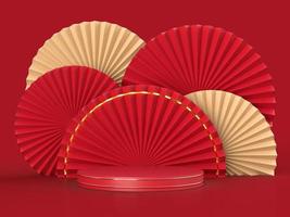 Papierfächer 3d Medaillon für chinesisches Neujahr mit Podium