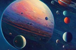 Raum mit viele Planeten und Sterne Illustration foto