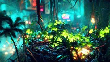 Urwald Neon- Nacht. abstrakt Illustration Kunst foto