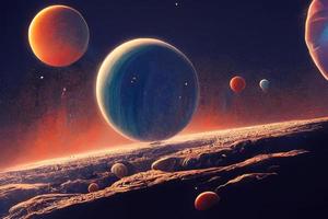 Raum mit viele Planeten und Sterne Illustration foto