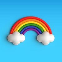 3d Regenbogen mit Wolken auf Blau Hintergrund foto