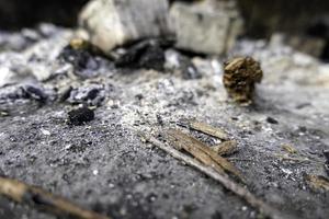 Holzkohle verbrannt im ein Grill foto
