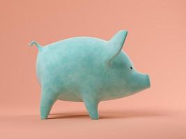 blaues Schwein auf einem rosa Hintergrund in der 3D-Illustration