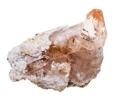 Topas Kristall auf Felsen isoliert auf Weiß foto
