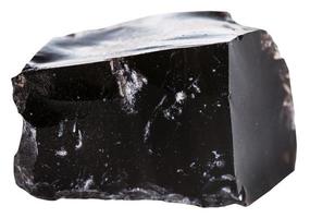 schwarz Obsidian vulkanisch Glas Stein isoliert foto