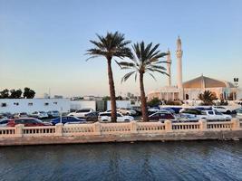 schön Abend und bunt Sonnenuntergang beim Jeddah, Corniche, Saudi Arabien, foto