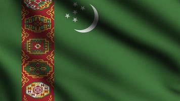 Turkmenistan-Flagge weht im Wind mit 3D-Hintergrund foto