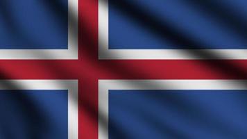 Island-Flagge weht im Wind. ganzseitige fliegende Flagge. 3D-Darstellung foto