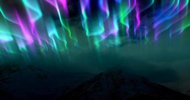 das abstrakt Hintergrund von das multi -farbig Nord Beleuchtung und Berge im das Norden, ein hell irisierend realistisch Licht Licht im das Himmel foto