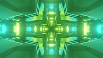 futuristischer Korridor mit grüner Beleuchtung 3d Illustration foto