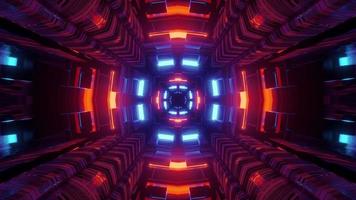 Sci Fi unterirdische Passage mit 3D-Illustration der bunten Lichter foto