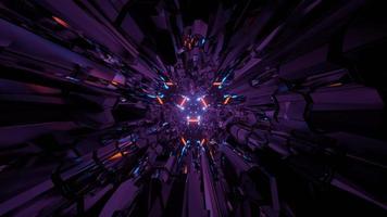 futuristischer Cyberspace mit lila Wänden in der 3D-Illustration