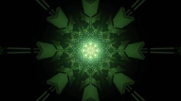 glänzende grüne Schneeflocken geformte Muster 3d Illustration foto