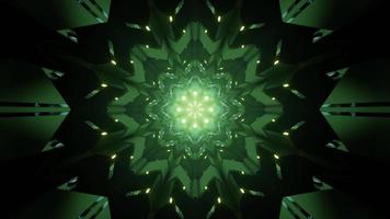 glänzende grüne geometrische Blumenverzierung 3d Illustration foto
