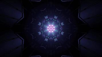 symmetrisches Kaleidoskopmuster mit leuchtenden Figuren in der 3D-Illustration foto