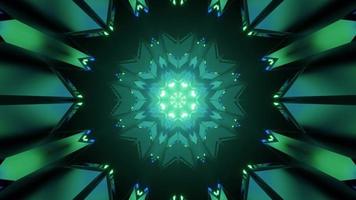 abstrakte 3d Illustration des grünen geometrischen schneeflockenförmigen Musters