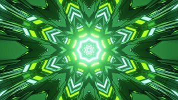 3d Illustration des grünen und gelben Kaleidoskopmusters mit heller Beleuchtung foto