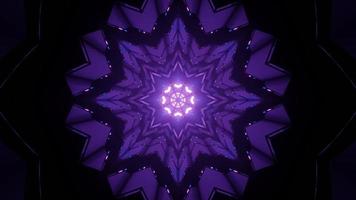 symmetrisches schneeflockenförmiges Muster mit leuchtenden Lampen in der 3D-Illustration